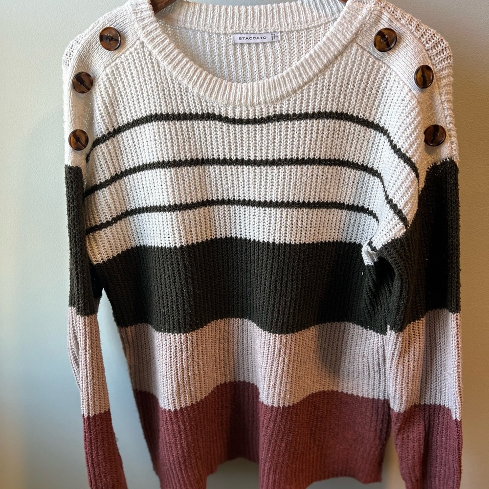 Stylish Striped Sweater with Button Details